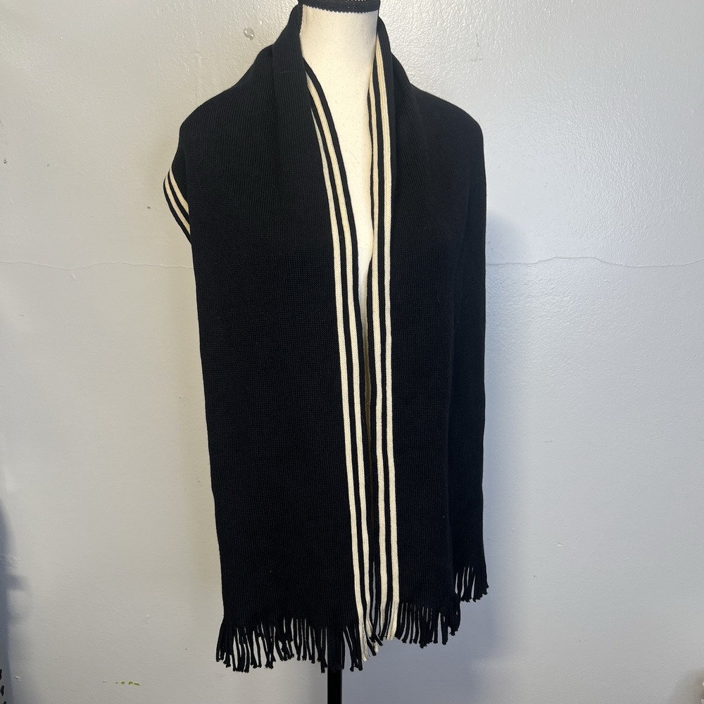 V. FRAAS 100% Wool Scarf Striped Unisex Preppy Winter Fringe
